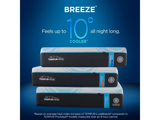 TempurPedic Luxe Breeze (10-Degrees Cooler) Soft & Medium Hybrid Options.