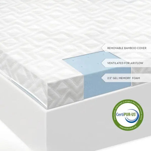 Malouf™ 2.5-Inch Gel Memory Foam Cooling Mattress Topper.