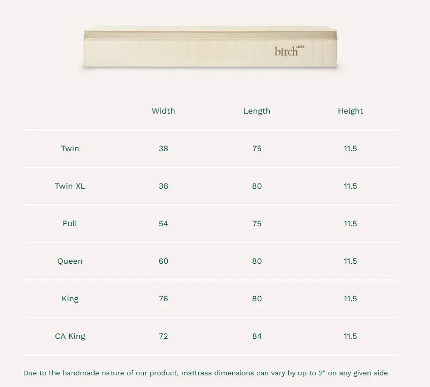 Birch™ Luxe Natural Mattress 11.5