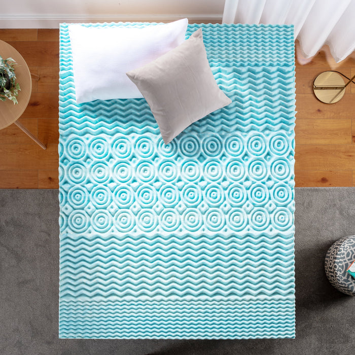 Spa Sensations Zinus 1" Queen Green Tea Gel Memory Foam Zoned Support Mattress Topper.