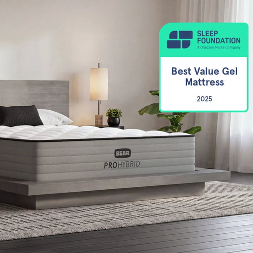 Bear Pro Hybrid mattresss with accolade saying best value gel mattress 2025