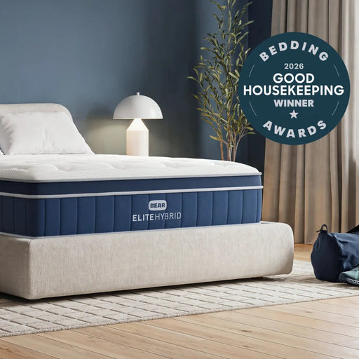 Bear Elite Hybrid mattress in a lifestyle setting with accolade.