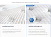 A comparison graphic showing two mattress cover options: a breathable cotton cover on the left and a GlacioTex cooling pillow top on the right. The right panel includes an enhanced cooling badge and a blue 'G' logo, with descriptive text below each product photo.
