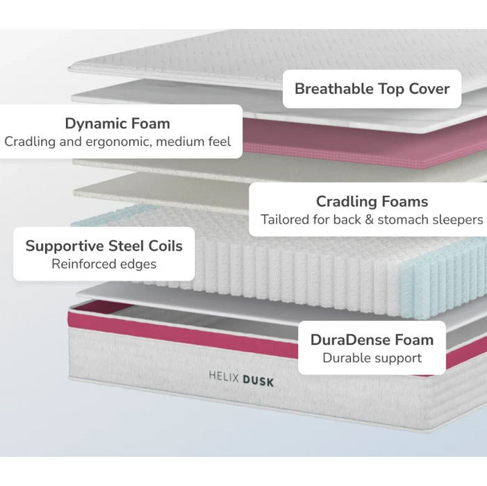 Helix™ Dusk Core 11.5" Mattress, Optional GlacioTex Cooling