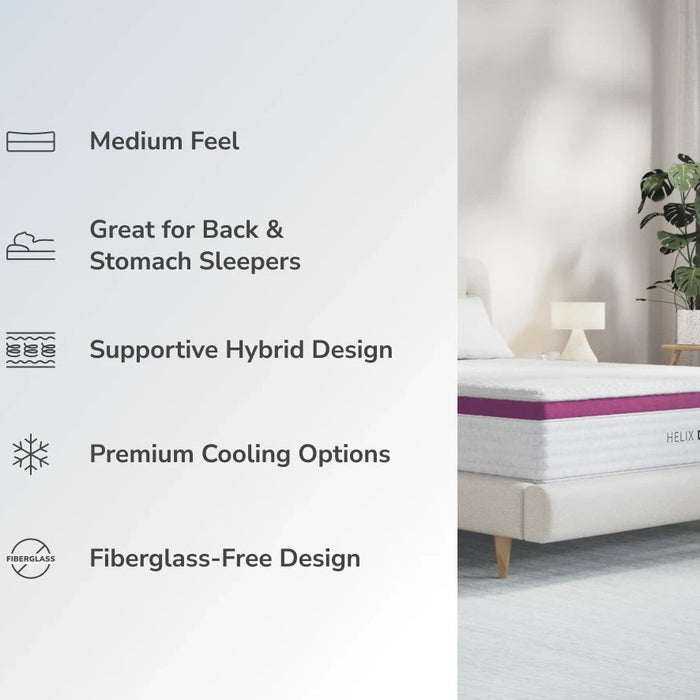 Helix™ Dusk Core 11.5" Mattress, Optional GlacioTex Cooling