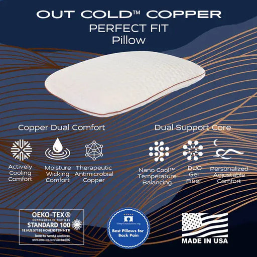 I Love Pillow™ OUT COLD™ Copper Adjustable Pillow Mattress Brands