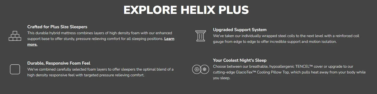 HELIX™ Plus 11.25" Mattress With The GlacioTex™ Cooling Pillowtop