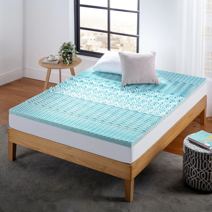 Spa Sensations by Zinus 1" Green Tea Gel Memory Foam Zoned Support Mattress Topper, Queen Zinus