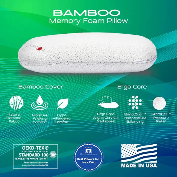I Love Pillow™ - Bamboo Memory Foam Pillow