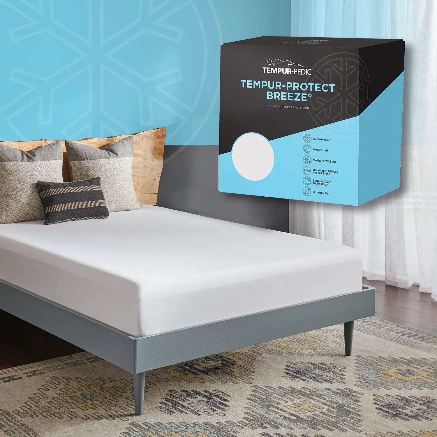 NEW Tempur-Protect Breeze Mattress Protector - Mattress Brands Tempurpedic Protector